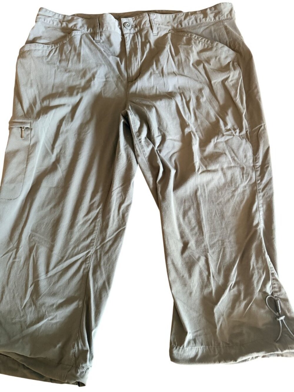 Eddie Bauer Womens Grey Hiking Capris Size 18 Adj leg opening Nylon Blend